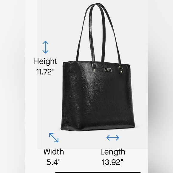 NWT Kate Spade Bridget Crinkle Patent Large Tote in Black - Picture 4 of 7